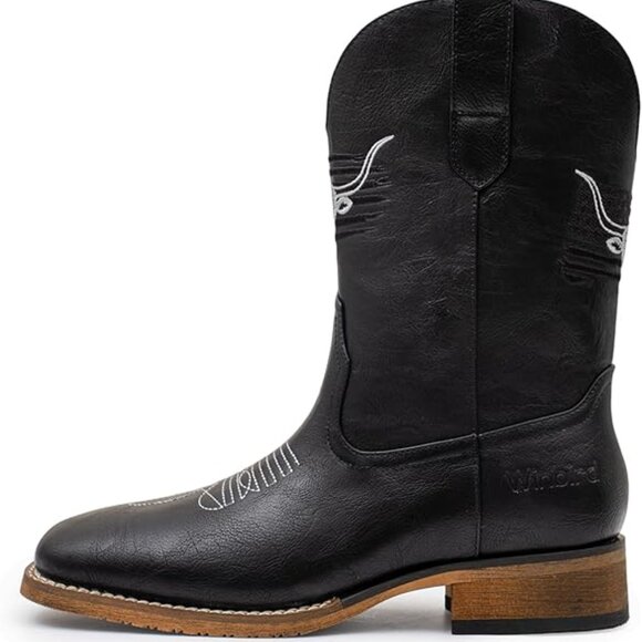 NEW! Western Men\'s Boots Vegan/Genuine Leather with Classic Patriot Pull On Boot